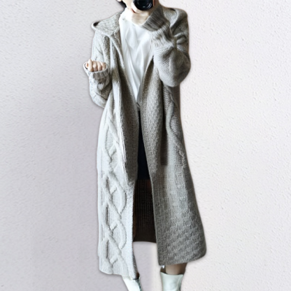 フードつきロングカーディガン