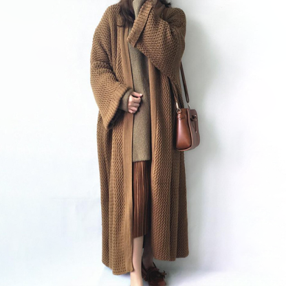 無地 カジュアル 秋冬 ロング丈 ニット カーディガン