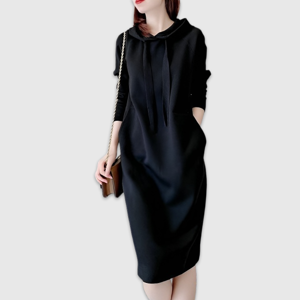 ルーズ フィット フード付き スウェット カジュアルワンピース