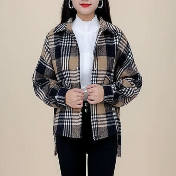 シンプル 冬 裏起毛 チェック柄 アウター