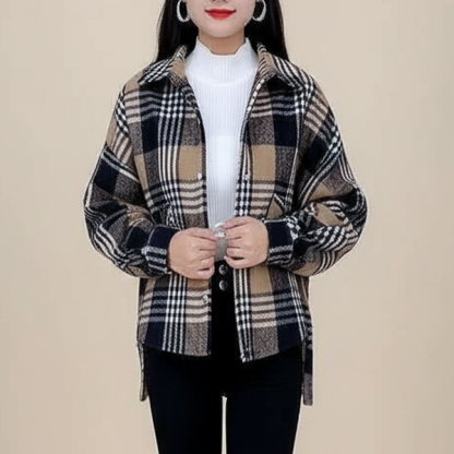 シンプル 冬 裏起毛 チェック柄 アウター