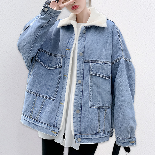 無地 カジュアル シンプル 長袖 厚手 デニム ジャケット