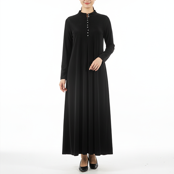 無地 ボタン付き エレガント ベルベット ワンピース