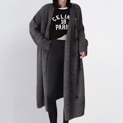 ロング ニット 無地 カジュアル シンプル カーディガン