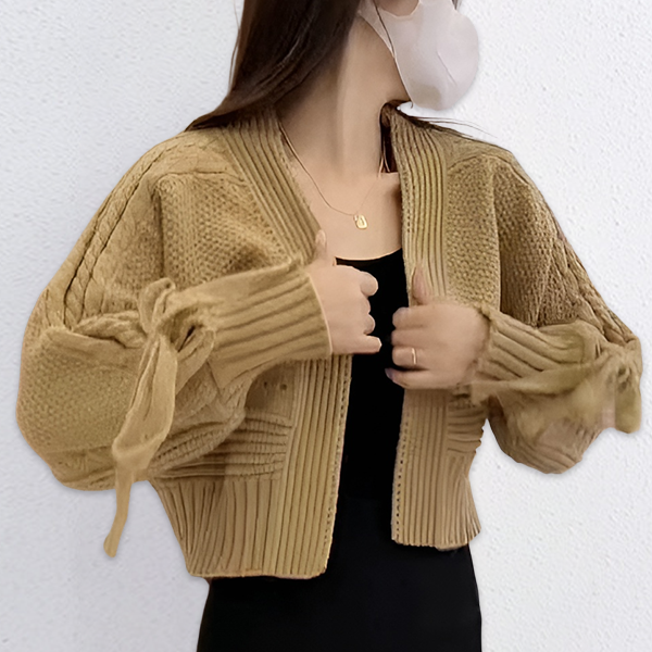 ぽわん袖 無地 無地 カジュアル シンプル 長袖 カーディガン