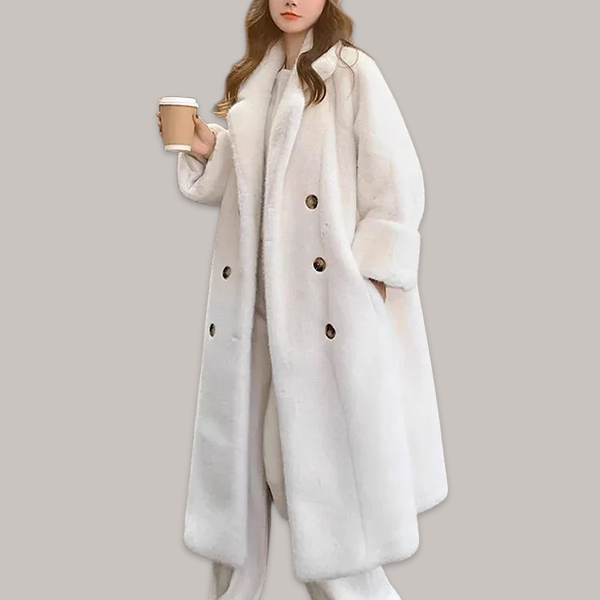 無地 エコファー 厚手 ロング丈 コート