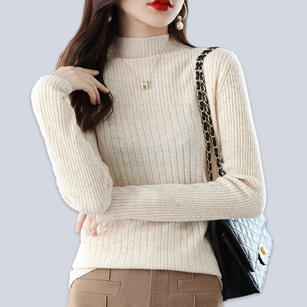 無地 カジュアル シンプル ハーフハイネック ニット