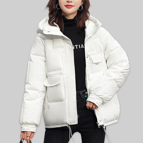 レディース ショート丈 フード付き ダウンジャケット