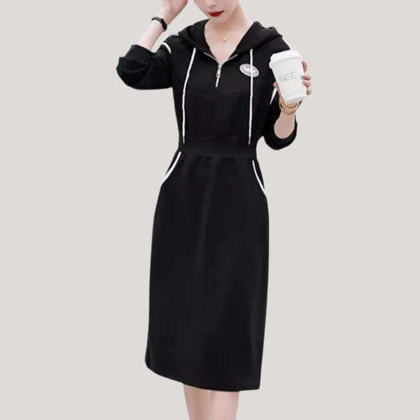 配色 シンプル 長袖 カジュアルワンピース