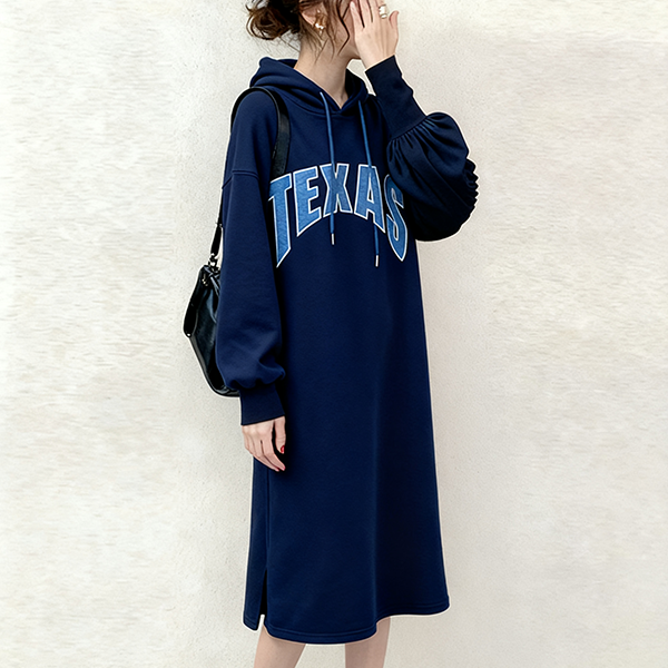 完売必至 フード付き アルファベット パーカー ワンピース