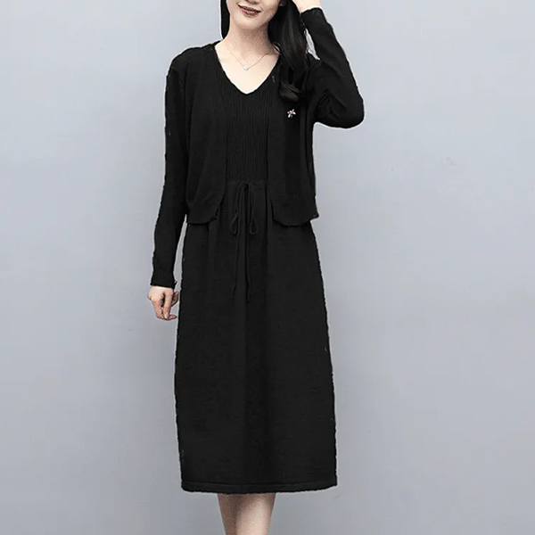 無地 カジュアル レディース ニット+ワンピース 二点セット