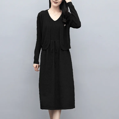 無地 カジュアル レディース ニット+ワンピース 二点セット