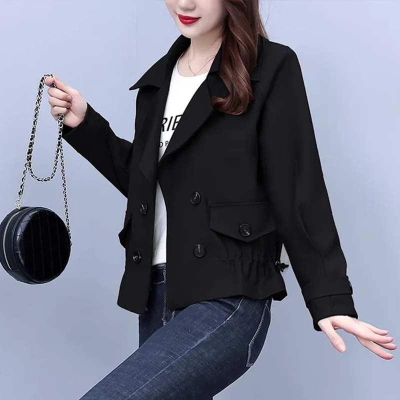 ショート丈 無地 カジュアル シンプル 長袖 トレンチコート