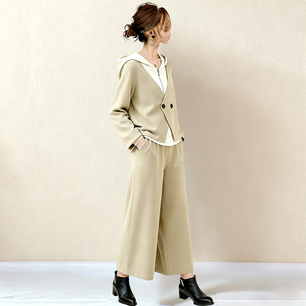 肌触り柔らか 無地 カジュアル シンプル レイヤード セットアップ