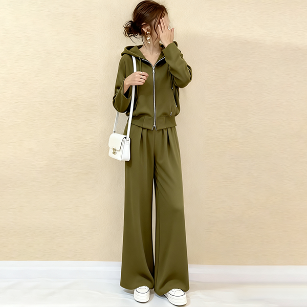 無地 カジュアル シンプル 韓国風 フード付き カジュアル セットアップ