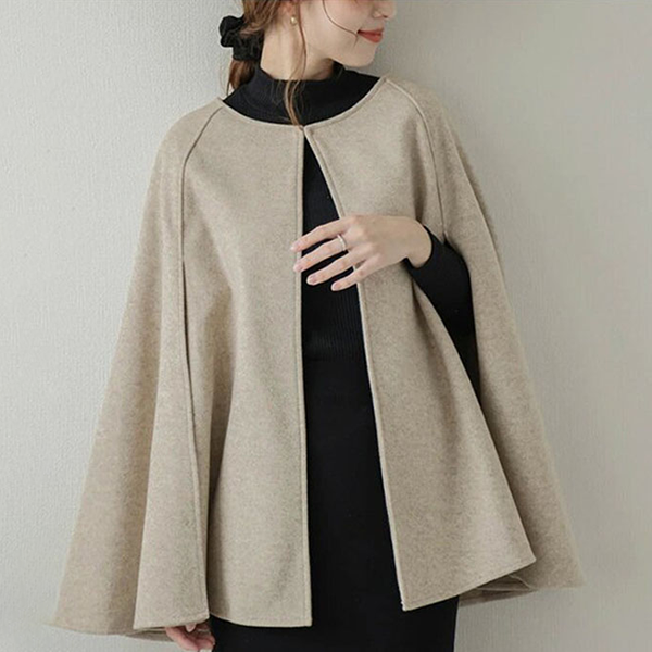 ラウンドネック 無地 カジュアル シンプル 長袖 ポンチョ