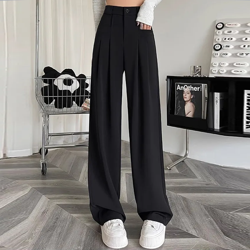 カジュアル レディース ハイウエスト ワイドパンツ