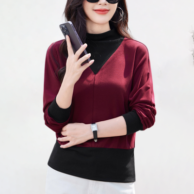 レイヤード風 あったか カジュアル 配色 インナー