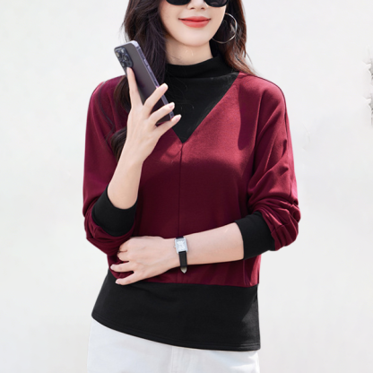 レイヤード風 あったか カジュアル 配色 インナー