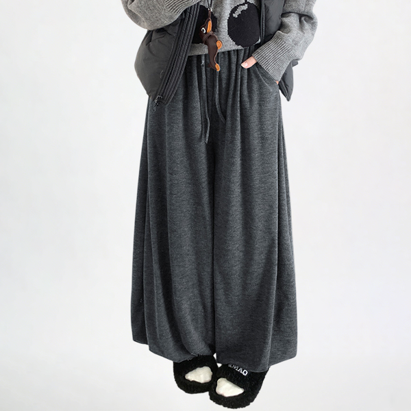 無地 カジュアル シンプル 細見え 裏起毛保温 ガウチョパンツ