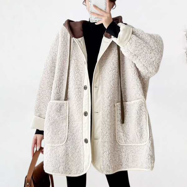 フード付き 無地 ボタン付き 長袖 ジャケット