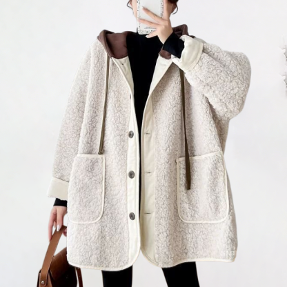 フード付き 無地 ボタン付き 長袖 ジャケット