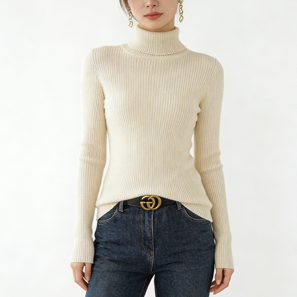 無地 レディース タートルネック ニット