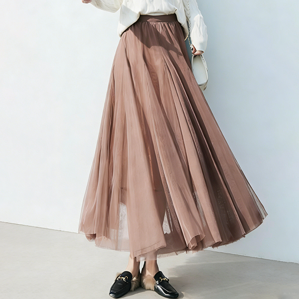 ハイウエスト 秋冬 プリーツ 無地 スカート