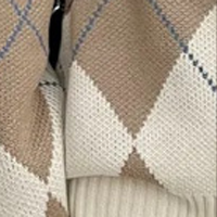 アーガイル柄 ルーズ V ネック ボタン付き カーディガン