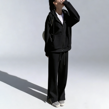 フード付き 無地 レディース パーカー セットアップ