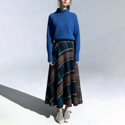 柔らかい チェック柄 ニット+スカート セットアップ