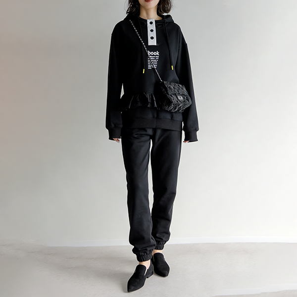 レディース 裏起毛 配色 ファッション 上下セット