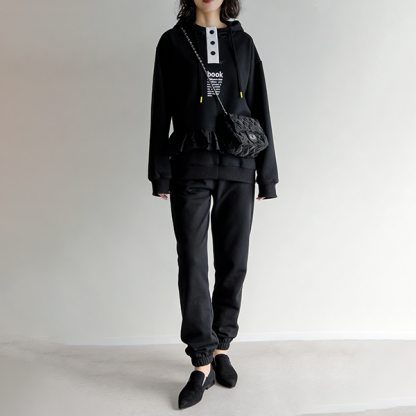 レディース 裏起毛 配色 ファッション 上下セット