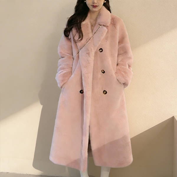 無地 エコファー 厚手 ロング丈 コート