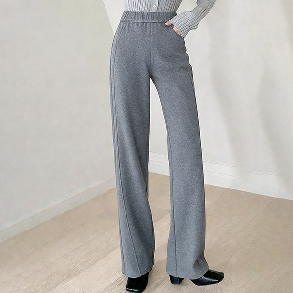 ルーズ 無地 レトロ ハイウエスト ワイドパンツ
