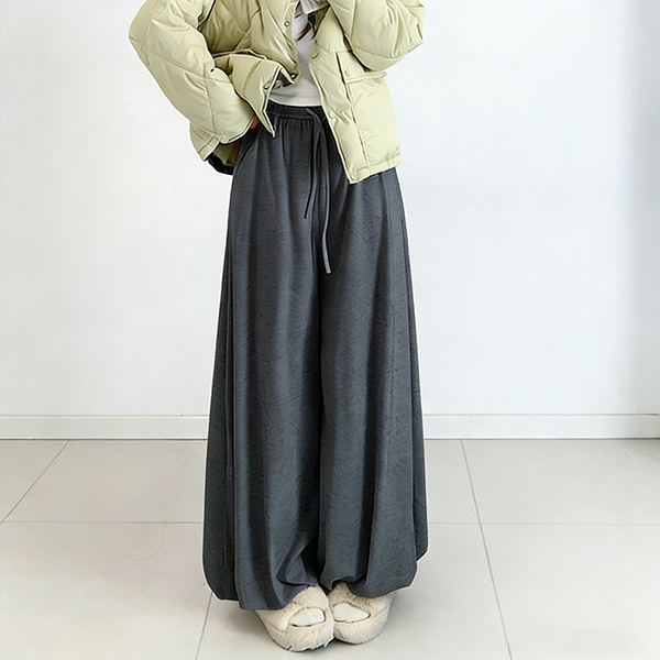 無地 カジュアル シンプル 細見え 裏起毛保温 ガウチョパンツ