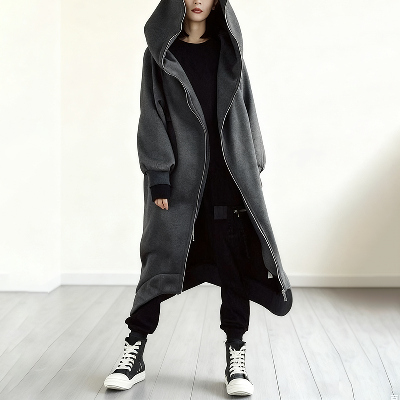 存在感 フード付き ロング丈 裏起毛 コー卜