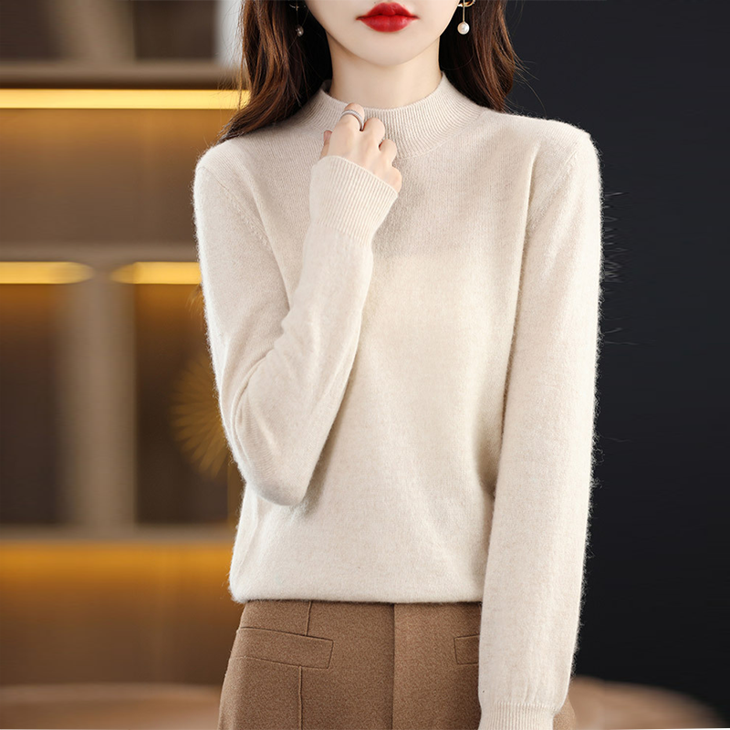 精巧裁ち 無地 カジュアル シンプル 長袖 ニット