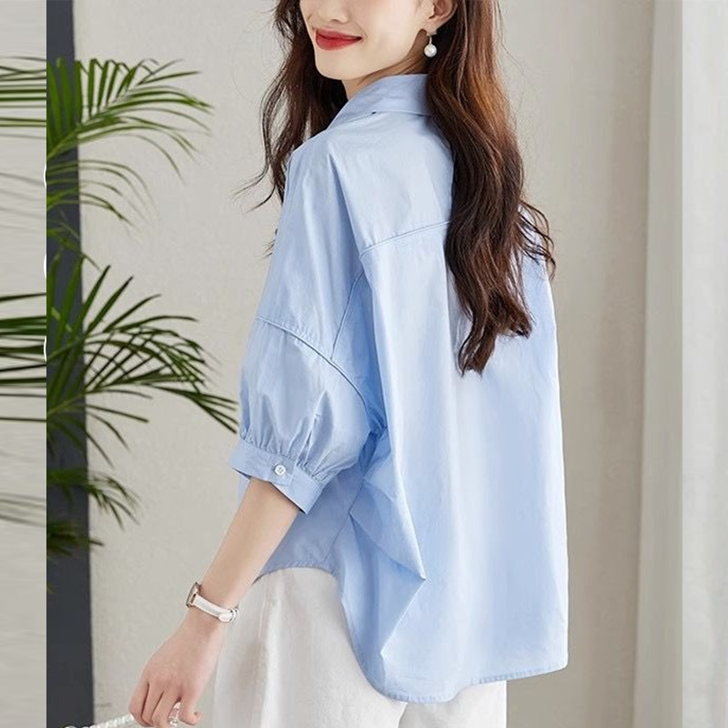 無地 カジュアル シンプル 半袖 Aライン シャツ