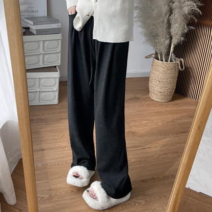 無地 ドレープ感 秋 冬 柔らかい ワイドパンツ