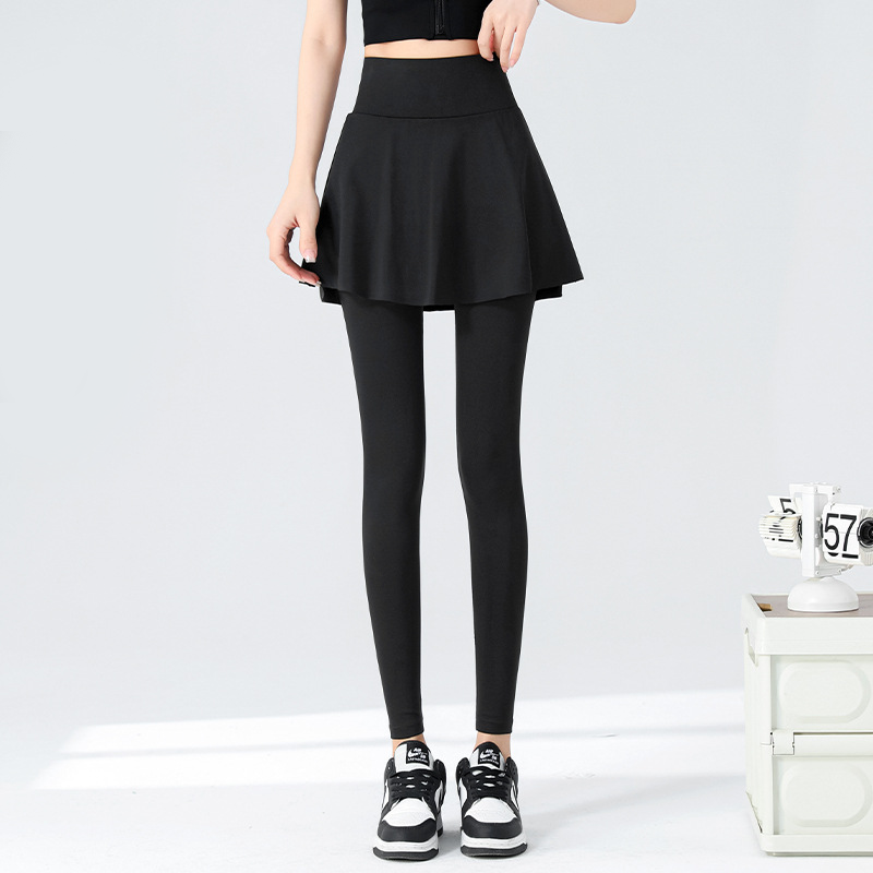 無地 カジュアル シンプル スカート付き着圧 レギンス