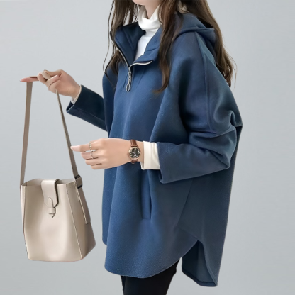 レディース 無地 カジュアル ハーフジップ パーカー