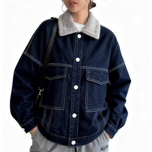 無地 カジュアル シンプル 長袖 厚手 デニム ジャケット