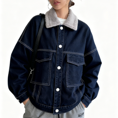 無地 カジュアル シンプル 長袖 厚手 デニム ジャケット
