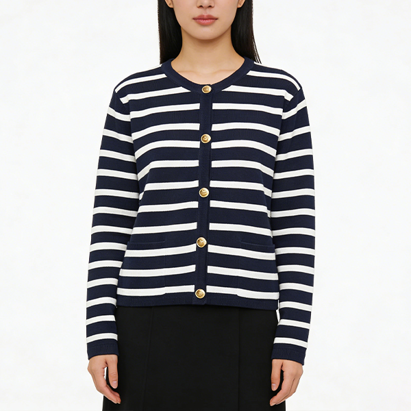 レディース ボーダー 無地 カジュアル シンプル 長袖 カーディガン