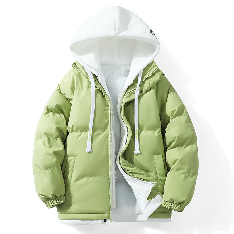 フード付き 配色 カジュアル 重ね着 厚手 ジャケット