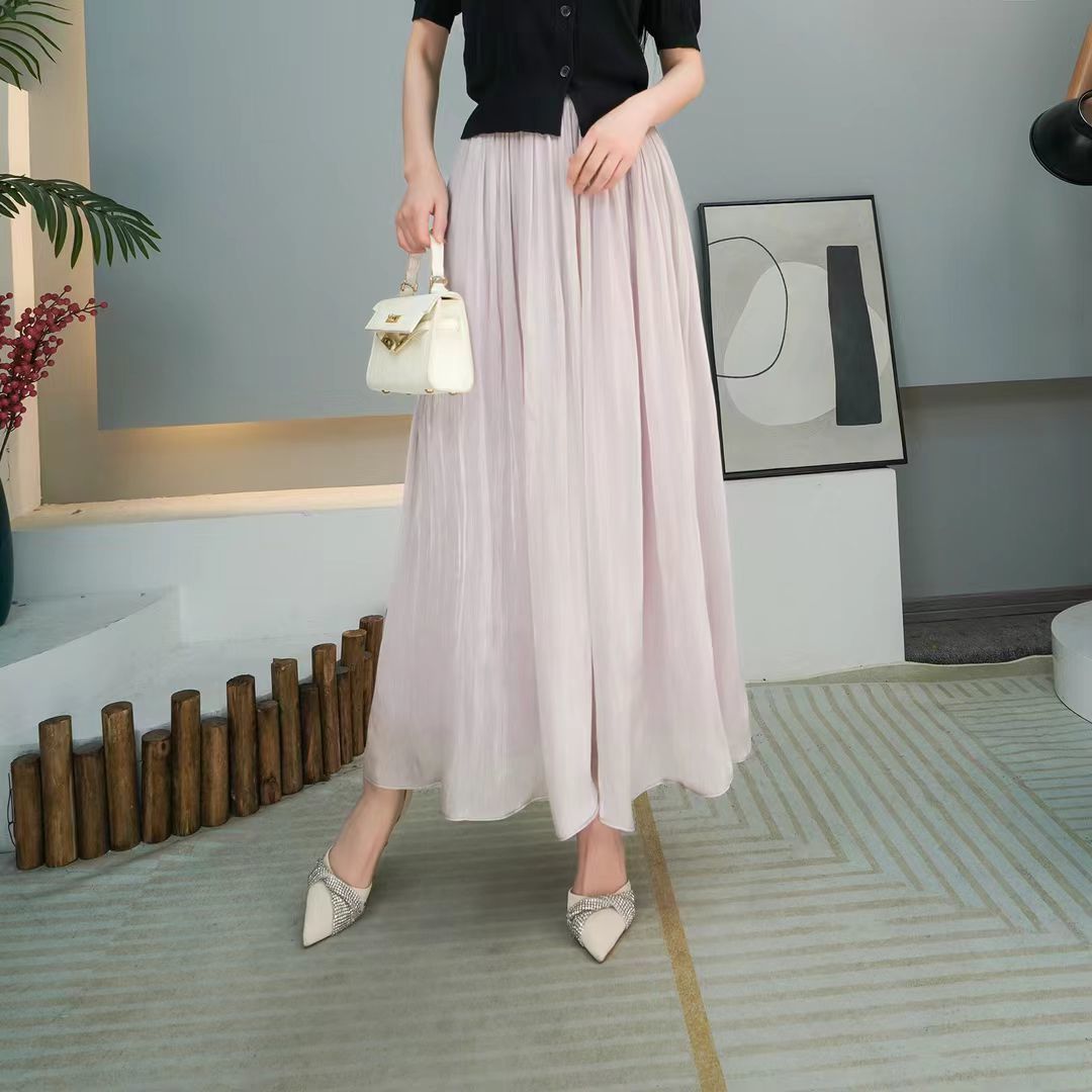 無地 カジュアル レギュラー丈 ハイウエスト ワイドパンツ