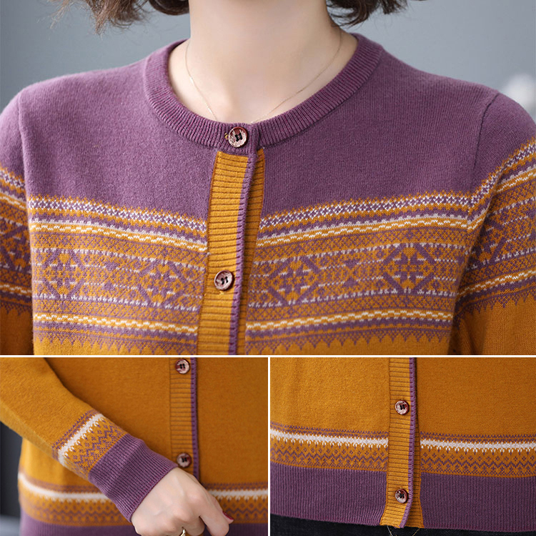 トレンディ プリント柄 シンプル ニット カーディガン