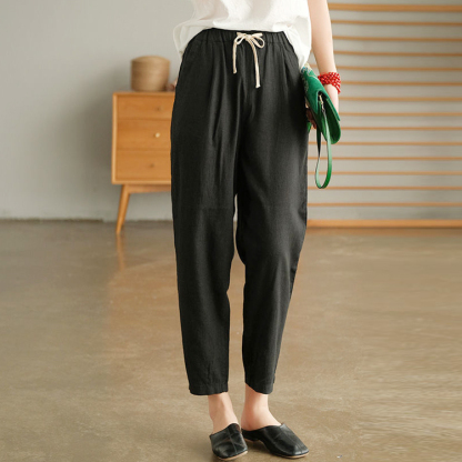 ロング丈 ハイウエスト レギュラー丈 Vネック 無地 カジュアル   シンプル パンツ