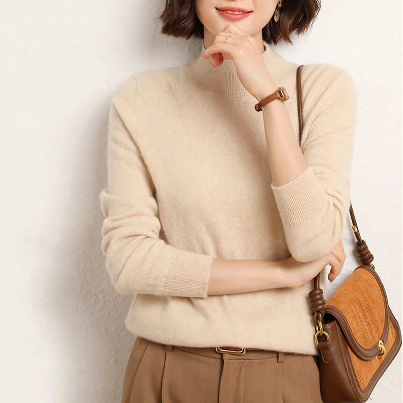 ハーフネック 無地 カジュアル シンプル 長袖 ニット